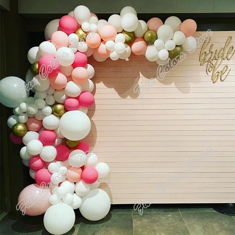 

126pcs Doubled Macaron Pink Wedding Birthday Party Supplies Backdrop Baby Shower Welcome Decor White Balloon Garland Arch Kits