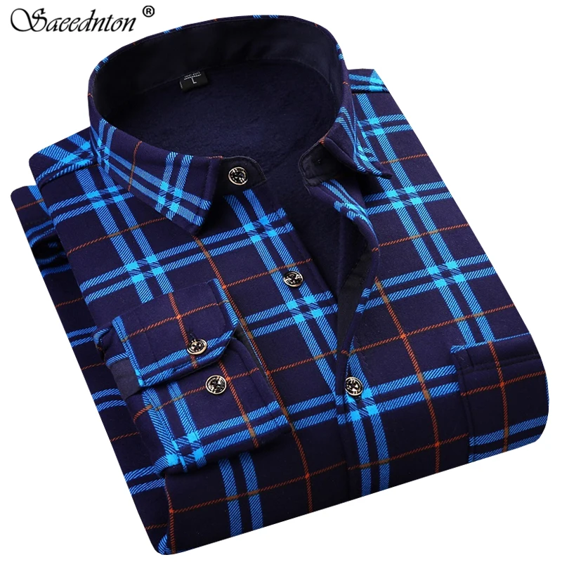 Camisa Social Masculina мужская рубашка 2019 зимняя клетчатая рубашка с длинными рукавами из плотного теплого флиса модная мягкая Повседневная