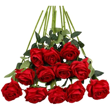 

12PCS Rose Artificial Flower,Single Stem Fake Floral Bridal Wedding Bouquet,Realistic Blossom Flora for Home Party