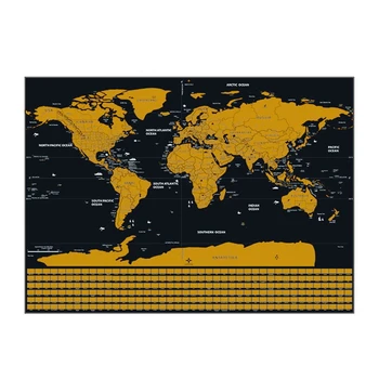 

A+Scratch Off World Travel Map Premium Personalized Wall Sticker Poster All Country Flags Gift Package for Travelers