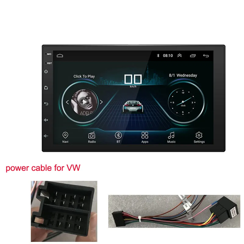 Android 8,1 Универсальный " автомобильный Радио Стерео gps навигация Bluetooth wifi 2din автомобильный Радио Стерео четырехъядерный мультимедийный плеер аудио - Цвет: VW cable