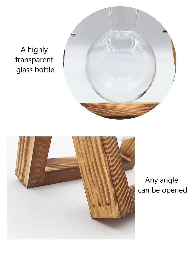 Terrarium Creative Hydroponic Plant Transparent vase Frame decoratio Glass flower Tabletop Decor Wooden Vase Bonsai