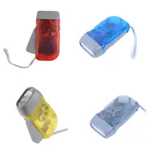 3 LED Hand Pressing Power Flashlight Transparent Hand Crank Torch Camping Outdoor Handheld Light,Gray