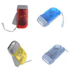 3 LED Hand Pressing Power Flashlight Transparent Hand Crank Torch Camping Outdoor Handheld Light,Gray