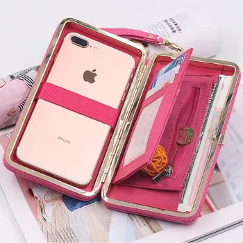 

2020 New PU leather lychee pattern wallet large capacity multi-card position ladies wallet phone storage wallet coin purse