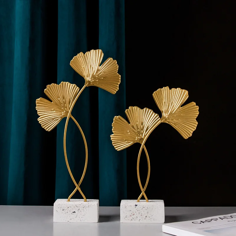 Light luxury gold wrought iron ginkgo leaf furnishing creative household table top wine cabinet soft adornment room decoration | Дом и сад