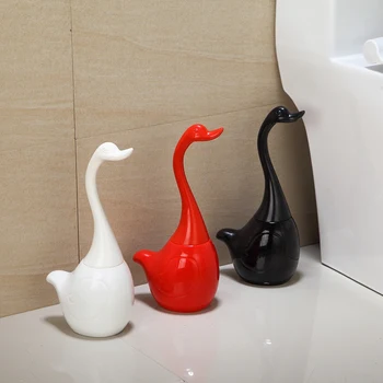 

Ceramic Plastic Swan Toilet Brush Holder Creative Bathroom Funny Household Cleaning Tool Cleaning Brush—Black