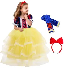 Платье принцессы Белоснежки; детский Карнавальный костюм для девочек; платье для дня рождения; Детские платья для девочек; fantasia infantil