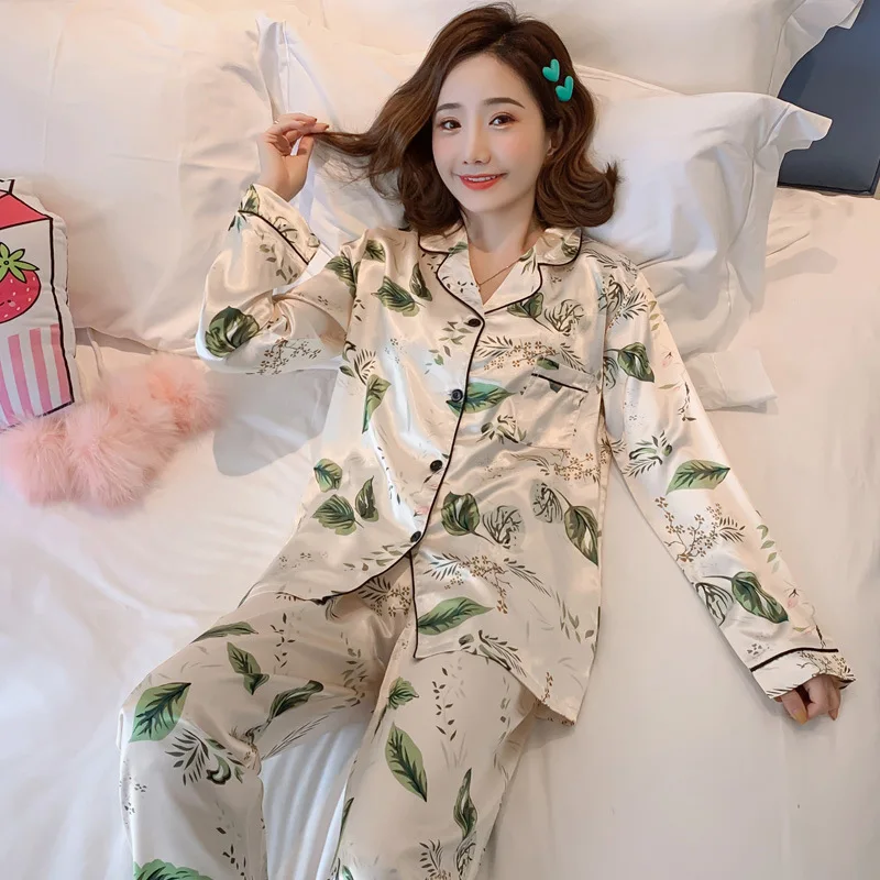 

Pajamas Women's Summer Short-sleeved Thin Viscose Cute Model Silk Students fan ling Sweet Home Wear Two-Piece Set
