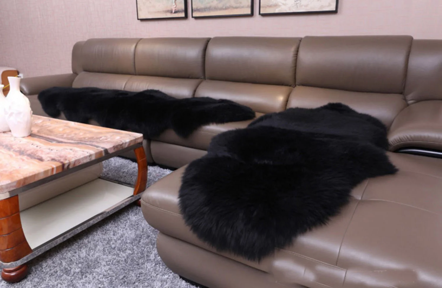 Long Wool Natural Sheepskin Bedroom Rug 4