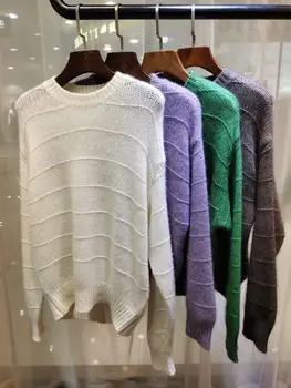 

New Autumn Women Round Neck Pullover Sweater 2020 Runway Designer Long Sleeve Knitted Fashion Sweater Jumper