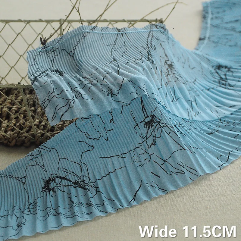 11 5 см широкая мягкая сложенная шифоновая ткань печатные кружевные ленты отделка