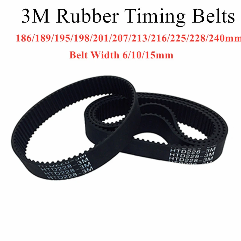 Htd 3m Round Rubber Timing Belts Closedloop 186/189/195/198/201/207