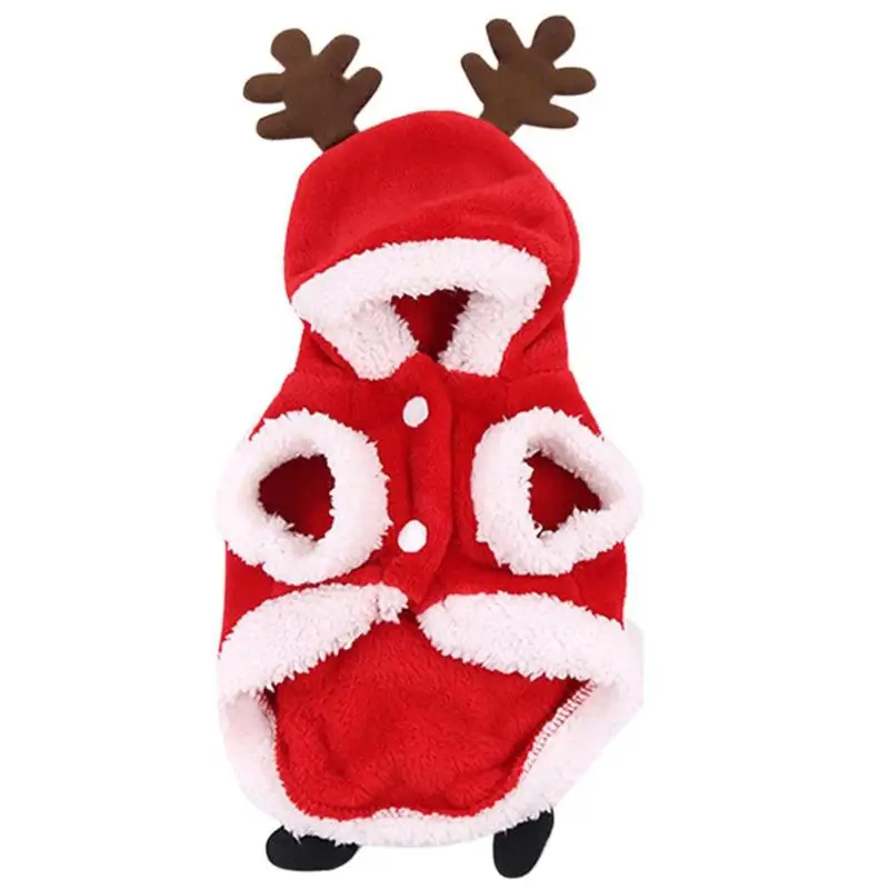 Рождественская домашняя собака костюм милый мультфильм одежда с Санта-Клаусом и оленем Pet костюм платье Рождественская одежда красное платье вверх Пальто Зимняя Толстовка - Цвет: Красный