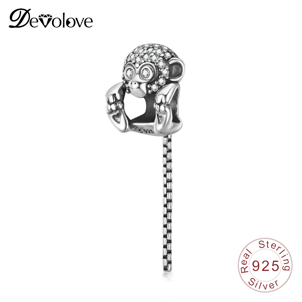 

Devolove Authentic 100% 925 Sterling Silver 925 Sterling Silver Sparkling Monkey Charm Bead Fit European Bracelet Jewelrly 1366