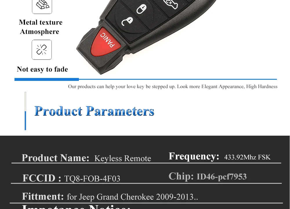 Keyforkess 433Mhz ID46 auto remota senza chiave vai per Jeep Grand Cherokee Chrysler Town & Country 300 Dodge Caravan key Smart key - Hdde5ea950f234e338ddf754271bdbef6r