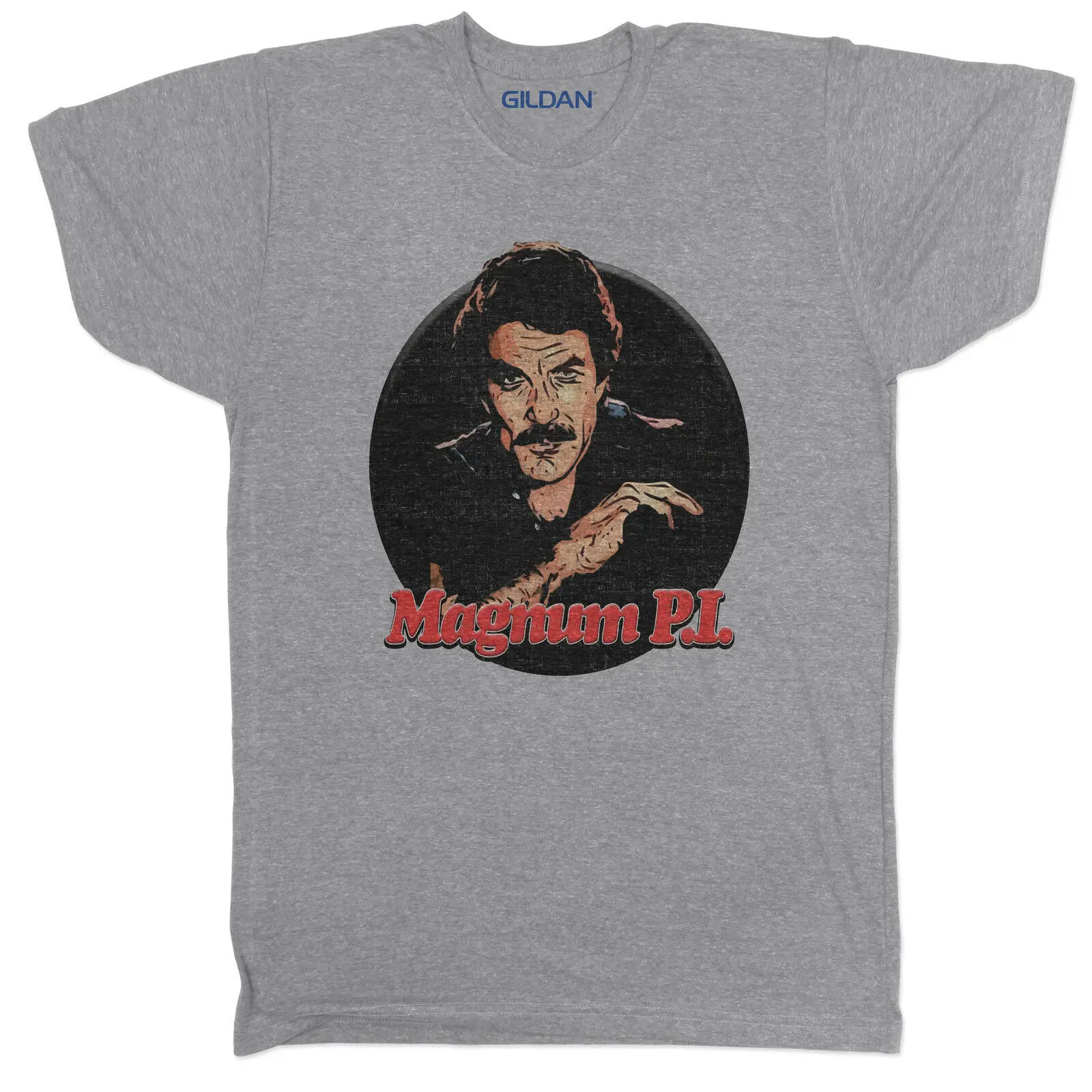 MAGNUM P.I PI TOM SELLECK фильм 80S 90S TUMBLR ТВ комедия серая футболка|Футболки| |