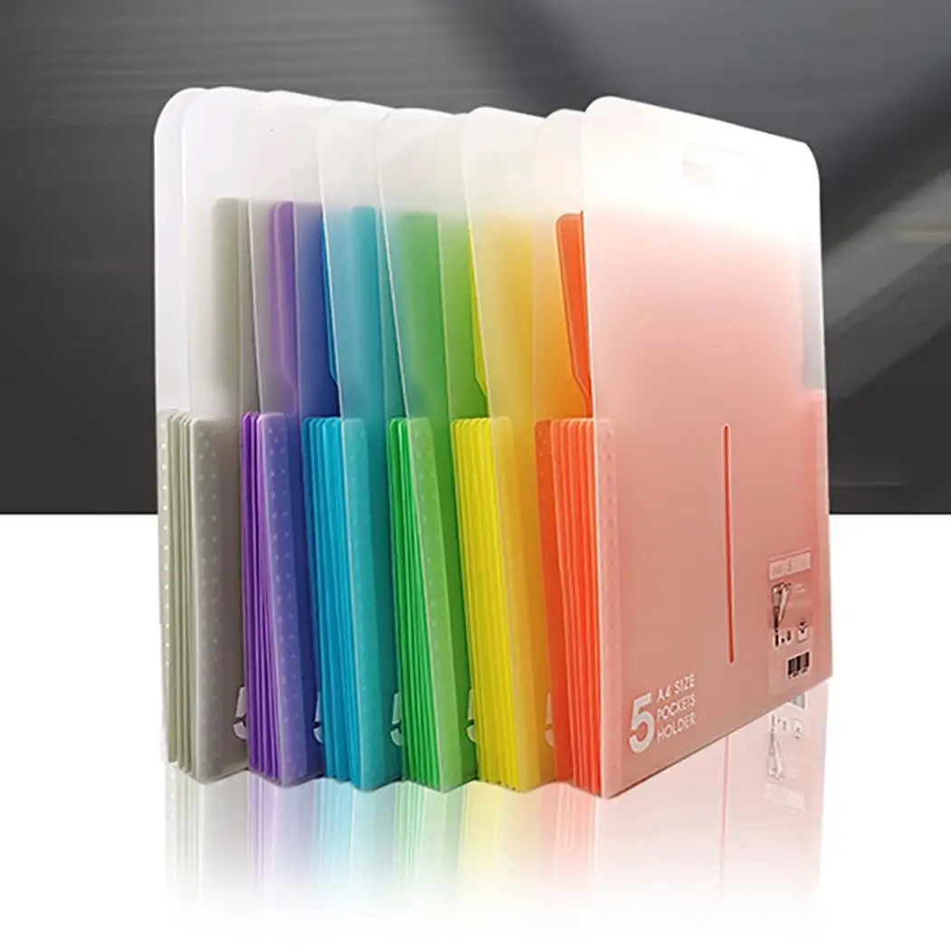 

Portable File Folders Paper Organizer Document Holder A4 for Solid School Office 5 Pockets