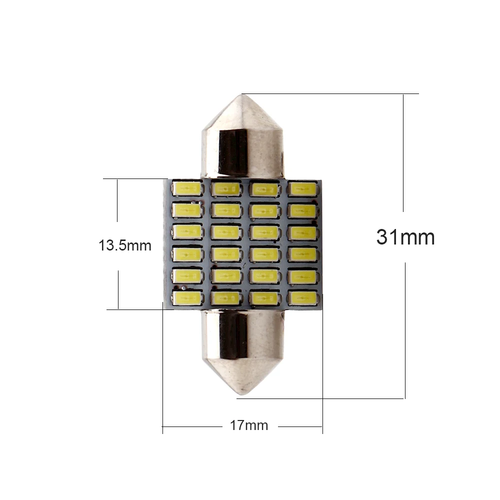 YM E-Bright 4 шт. C5W Автомобильный светодиодный 28 мм 31 мм 3014 24 SMD 24 светодиодный 6500K лампы для дверных фонарей, гирлянда, купольный светильник, внутреннее освещение