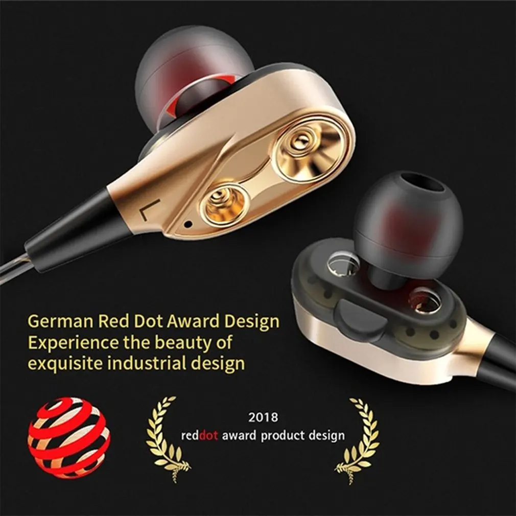 Magnetic Wired Stereo in-Ear Earphones Super Bass Dual Drive Headset Earbuds Earphone For Huawei Samsung SmartPhone