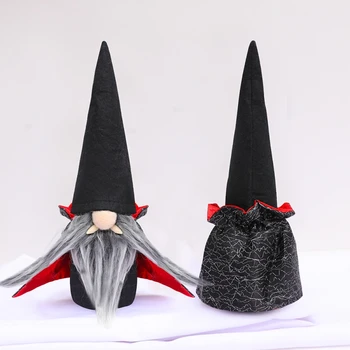 

Halloween Gnomes Plush Decorations Tomte Figurine Swedish With Black Witch Cloak Hat Christmas Holiday Party Decorations New*