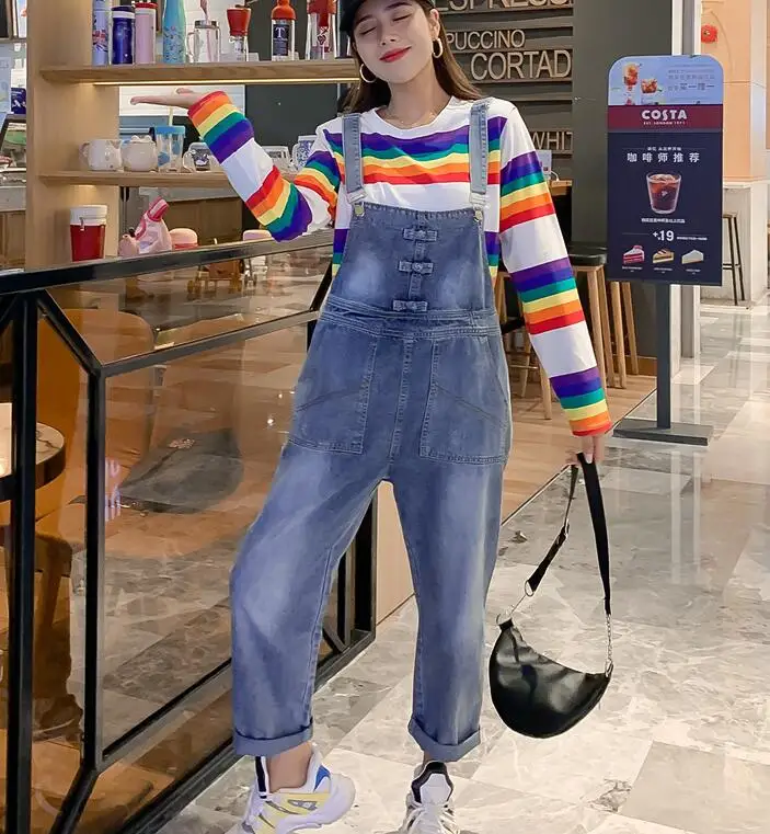 9079blue jumpsuits Зимние модные джинсовые комбинезоны для беременных Длинные Свободные Высокая талия для беременных женские винтажные комбинезоны с большими карманами хлопковые джинсы - Цвет: 9079blue jumpsuits