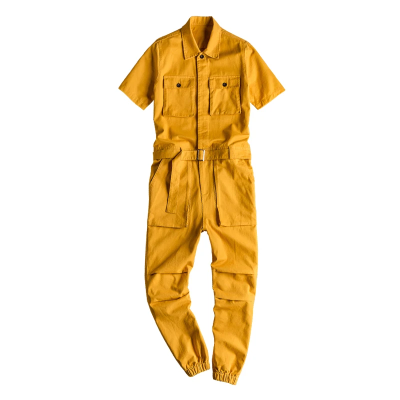 yellow cargo jumpsuit