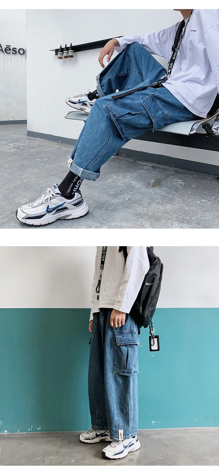 Autumn And Winter Models New European And American Style Loose Trend Solid Color Casual Wide Leg Jeans