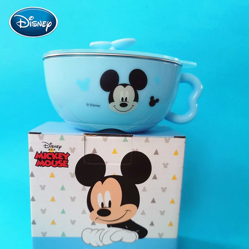 Disney Детские Мультяшные, из нержавеющей стали чаша 316 набор ложек и вилок посуда для детей платье принцессы с Микки-Маусом