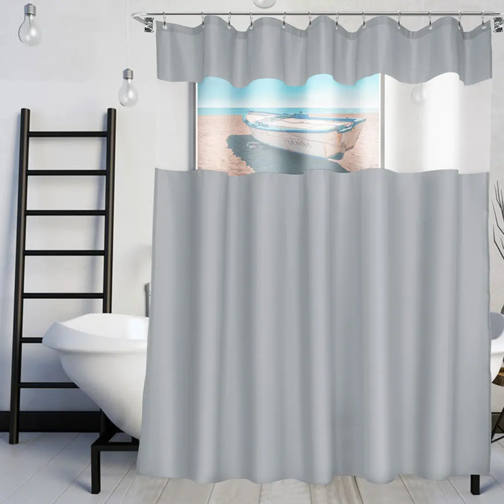 VCVCOO, водостойкая черная занавеска для душа, светильник, белая сетка, экран, ткань, Марлевое окно, занавеска для ванной комнаты с крюком