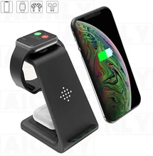Cargador inalámbrico 3 en 1 para Iphone 11 Pro SE2, base de carga rápida de 10W para Apple Watch Airpods Pro