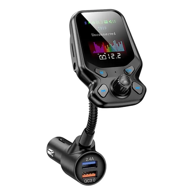 Автомобильный Bluetooth 5,0 fm-передатчик цветной экран 3,5 мм AUX аудио плеер QC 3,0 быстрая зарядка автомобильное зарядное устройство Handsfree модулятор