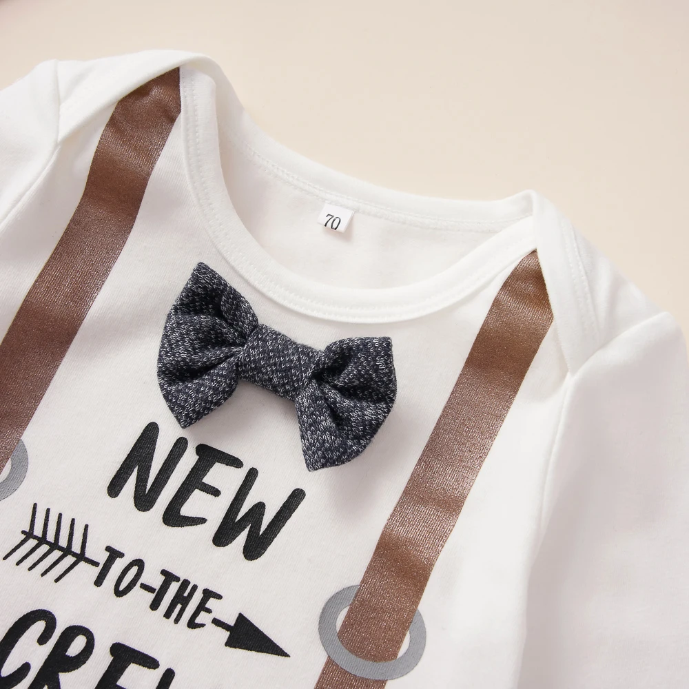 Autumn New Newborn Baby Boy Gentleman Clothes Set Striped Romper Top Pants Hat Autumn Outfit Set