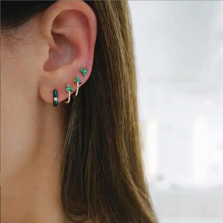 925 Стерлинговое Серебро минималистичные очаровательные женские ювелирные изделия для девочек U обруч huggie cz синий красный зеленый нежный из...