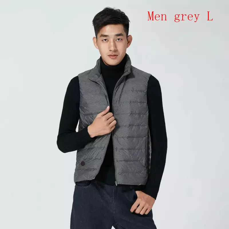 Men grey L Xiaomi Mijia Графеновый умный температурный контроль жар гусиный пух жилет Пара моделей 4 файла контроль температуры плагин - Цвет: Men grey L