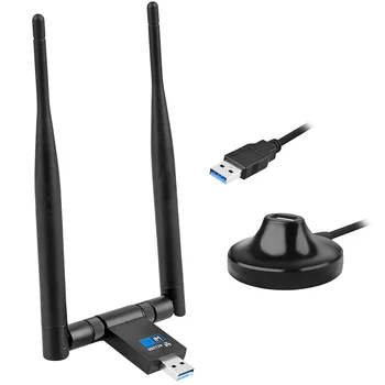 

Wireless WiFi Adapter 1200Mbps USB3.0 Dongle 2.4G/5G Long Range Stable Signal Network for Windows XP/10/8//7/Visa