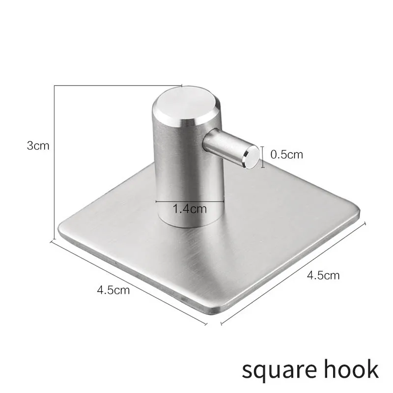 square hook Без царапин 1 шт. крючок для одежды Прочный Многофункциональный самоклеящийся непромокаемое полотенце вешалка из нержавеющей стали - Цвет: square hook