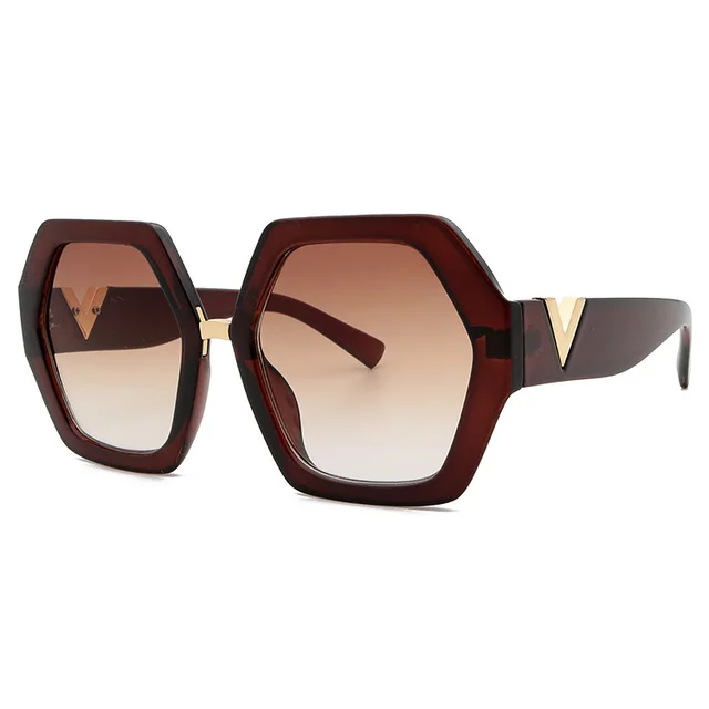 2021 Fashion Oversized Sunglasses Women UV400 Brand designer Rimless Metal Square Sun Glasses Female de sol Coffee
