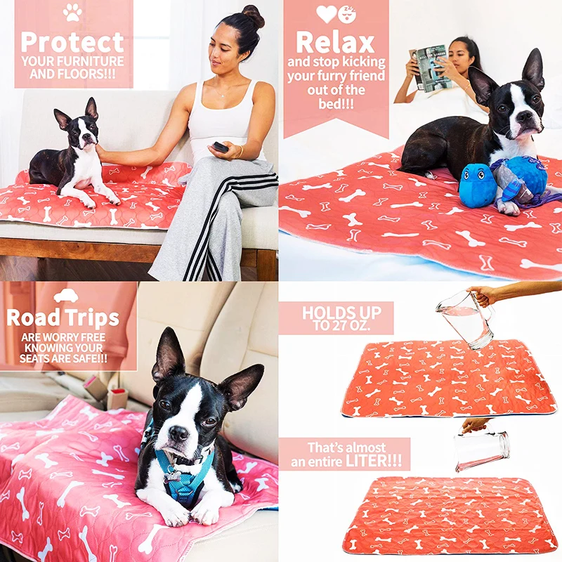 Dropshipping Waterproof Reusable Dog Bed Mats Dog Urine Pad Puppy Pee Fast Absorbing Pad Rug for