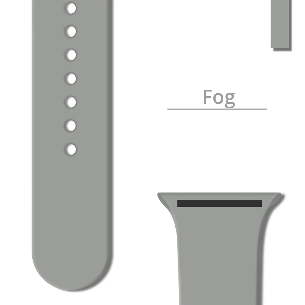 Fog Спортивный силиконовый ремешок для Apple watch, версии 5 серии 4 44 мм 40 мм, сменный ремешок для наручных часов, ремешок для наручных часов Iwatch 3/2/1, 42 мм, 38 мм - Цвет ремешка: Fog