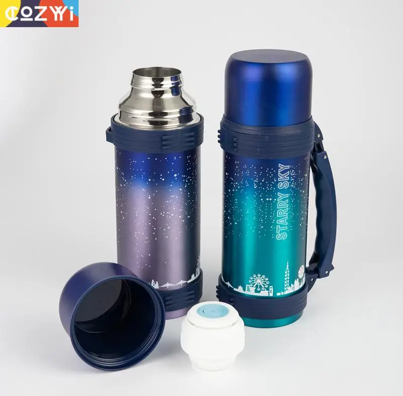 Открытый Спорт термос колба 1.2L большой емкости вакуумная колба скалолазание кемпинг Рождество Termo Termos бутылка для воды
