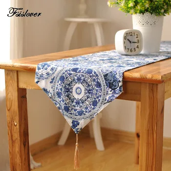 

FSISLOVER 2020 New Ins Table Runners Print Cotton Table Runner Light Luxury Style Home Party Decorative Chinoiserie Table Cloth