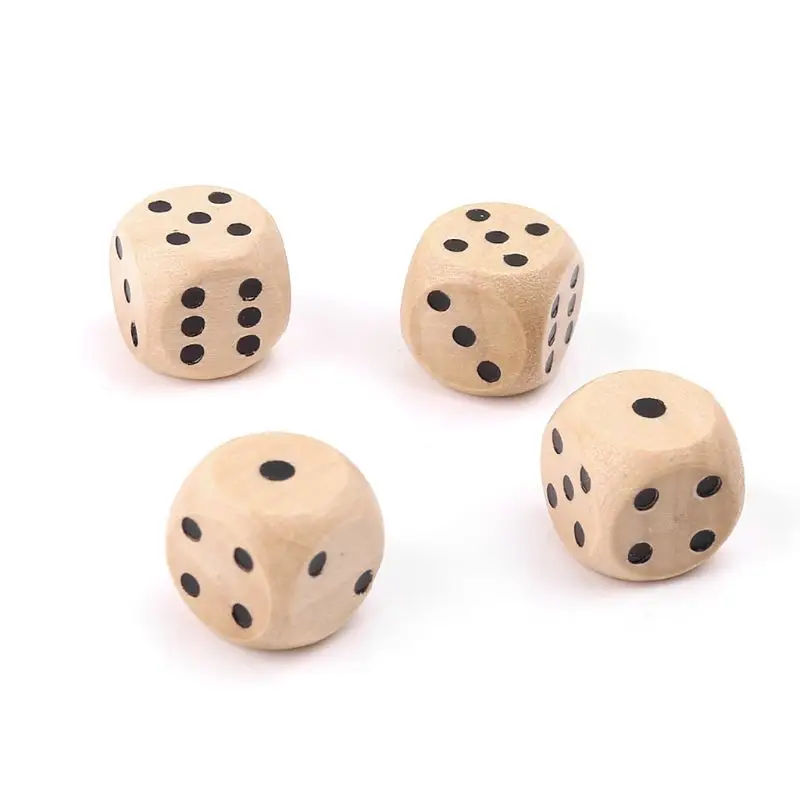 Dice Set 10pcs 6 Sided Wood Point Cubes Round Corner Party Kid Toys Game 14*14*14mm For Adults Board Game acrylic dice game dice