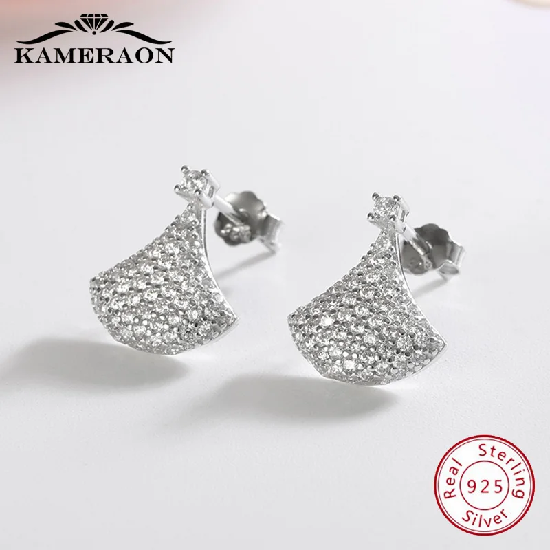 925 пробы Silve, женские серьги, ювелирные изделия, подарок для влюбленных, кристаллы Catkins, полностью циркониевые камни, серьги-гвоздики, вечерние, блестящие