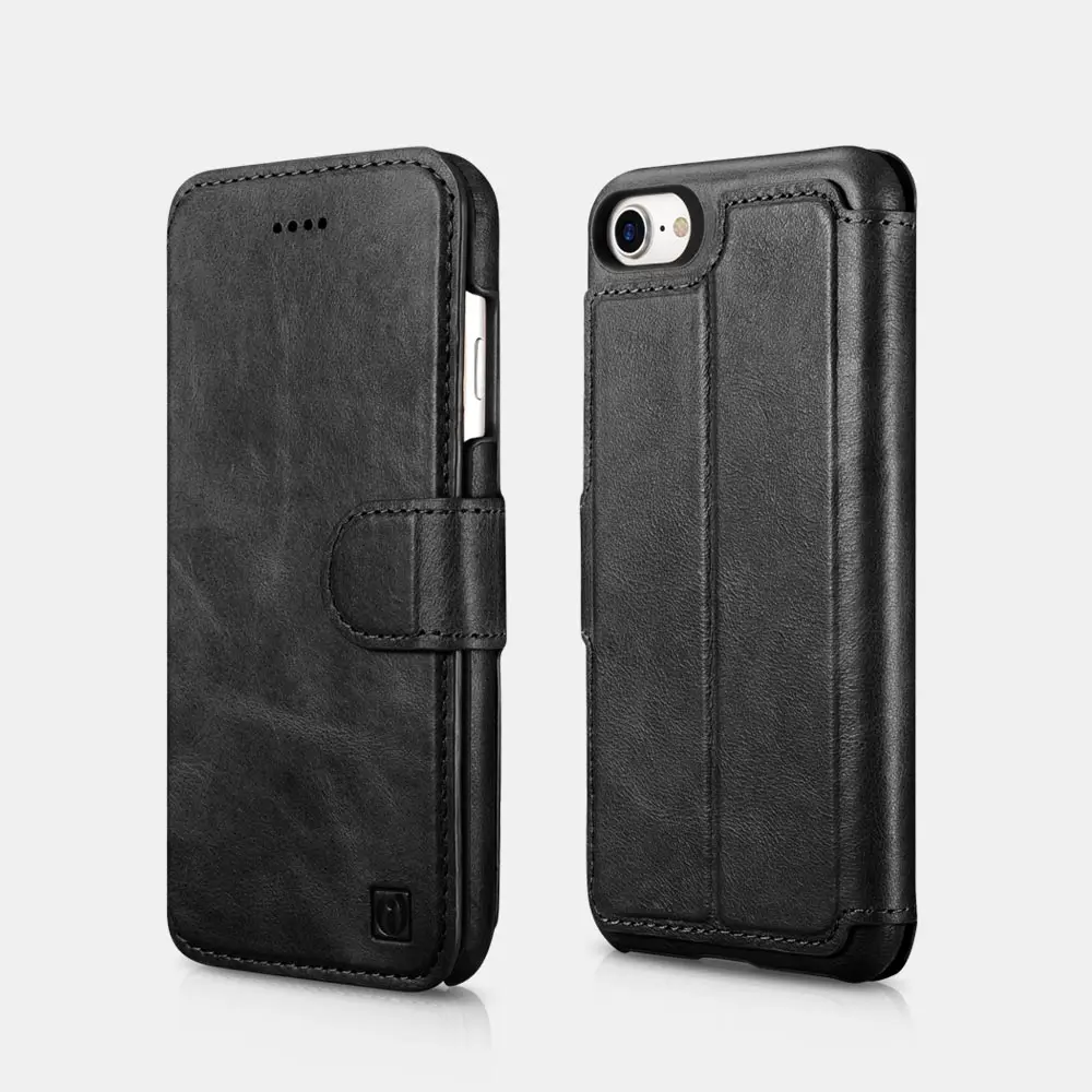Black Icarer бренд чехол для iPhone 8 съемный чехол-бумажник из натуральной кожи Подходит для iPhone 7 с застежкой слот для карт чехол-книжка и подставка - Цвет: Black