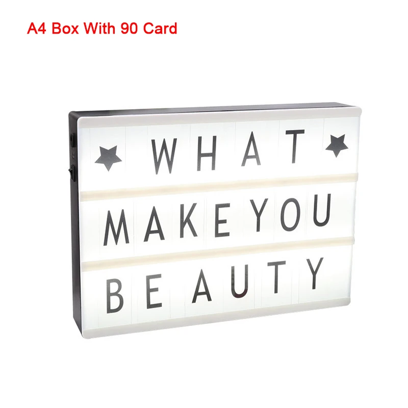 A4 Box With 90 Card 85 шт., светильник для кинотеатра, коробка с буквами для A4, светильник, коробка для творчества, красочный светильник, буквы, карточки, знаки и цифры, ночник, праздничный Декор - Цвет: A4 Box With 90 Card