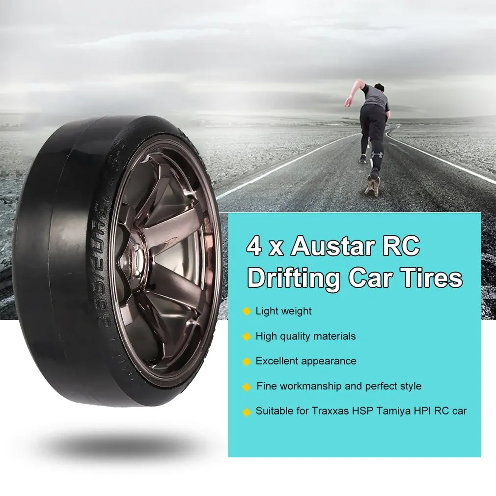 4Pcs RC Drifting Tire Set Hard Plastic Hard Tyre Set for  HSP Tamiya HPI RC On-road Vehicle Drifting Car Spare Parts Accs