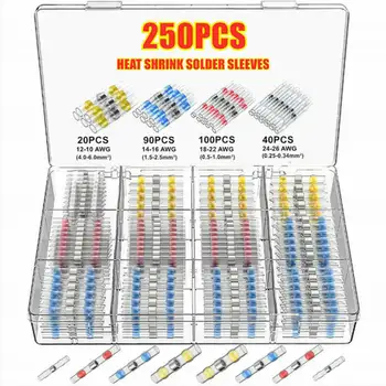 

Universal 250PCS Heat Shrink Solder Sleeve Tube Cable Butt Connector Assortment DIY Kit Outdoor Applications
