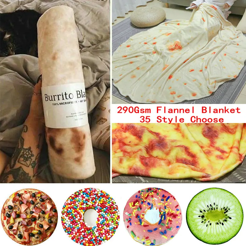 Soft Warm Flannel Tortilla Pizza Blanket Round Shape Donut