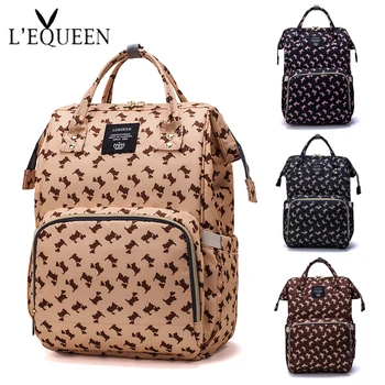 

LEQUEEN Fashion Mommy Diaper Bag Mother Waterproof Large Capacity Travel Nappy Backpacks With Anti-Loss Zipper Baby Nursing Bags